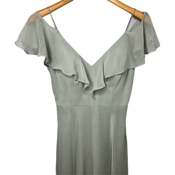 Dessy Collection Ruffled Cold Shoulder Chiffon Maxi Dress Willow Style 3020 - Picture 4 of 9